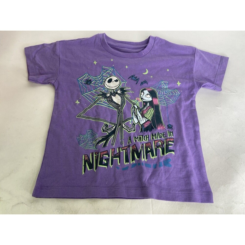Disney Nightmare Before Christmas Jack Sally Short Sleeve T-Shirt Girls Size 5